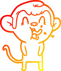 warm gradient line drawing crazy cartoon monkey