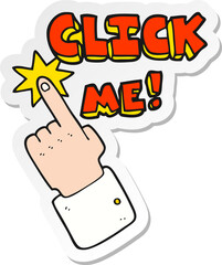 sticker of a click me cartoon sign