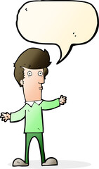 cartoon startled man with speech bubble