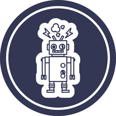 malfunctioning robot circular icon