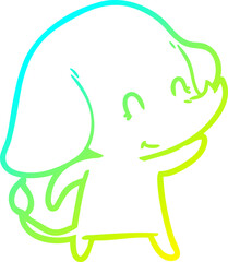 cold gradient line drawing cute cartoon elephant