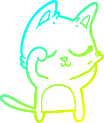 cold gradient line drawing calm cartoon cat