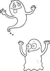 black and white cartoon ghosts