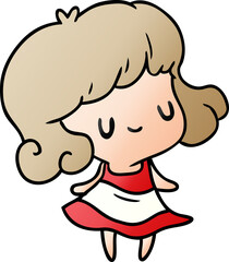 gradient cartoon kawaii of cute girl