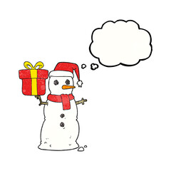 thought bubble textured cartoon snowman