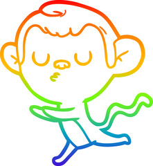 rainbow gradient line drawing cartoon monkey