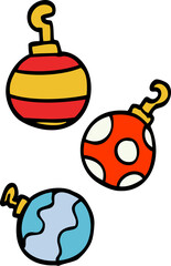 cartoon doodle xmas baubles