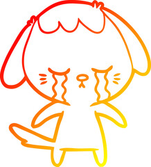 warm gradient line drawing cartoon crying dog