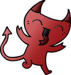 gradient cartoon of cute kawaii red demon