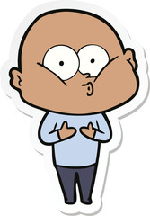 sticker of a cartoon bald man staring
