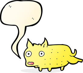 cartoon little dog cocking leg with speech bubble
