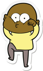 sticker of a cartoon bald man staring