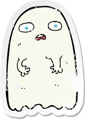 retro distressed sticker of a funny cartoon ghost