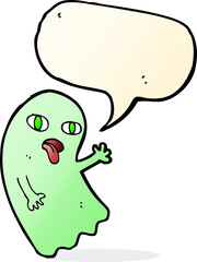 funny cartoon ghost with speech bubble