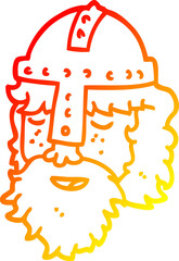 warm gradient line drawing cartoon viking face