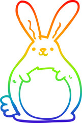rainbow gradient line drawing cartoon rabbit