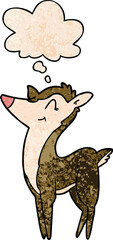 cartoon deer and thought bubble in grunge texture pattern style