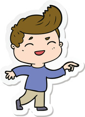 sticker of a cartoon man laughing