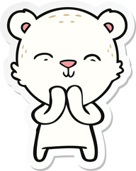 sticker of a happy cartoon polar bear