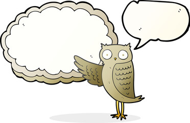 speech bubble cartoon owl pointing