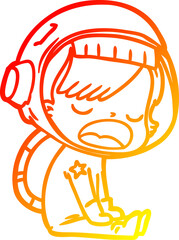 warm gradient line drawing cartoon talking astronaut
