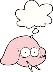 cartoon elephant face and thought bubble