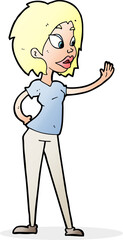 cartoon woman waving