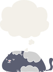 cartoon cat and thought bubble in retro style