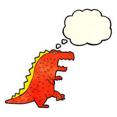 cartoon dinosaur with thought bubble