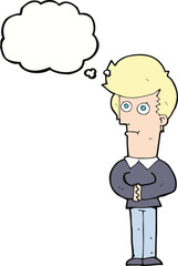 cartoon man staring with thought bubble