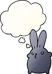 cute cartoon rabbit and thought bubble in smooth gradient style