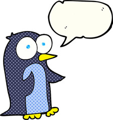 comic book speech bubble cartoon penguin