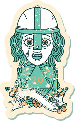 half orc fighter with natural 20 dice roll illustration