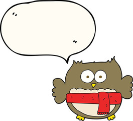 speech bubble cartoon owl wearing scarf
