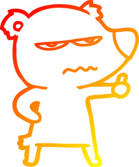 warm gradient line drawing angry bear polar cartoon giving thumbs up