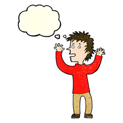 Fototapeta premium cartoon excited boy with thought bubble