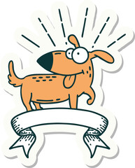 sticker of tattoo style happy dog