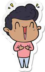 sticker of a cartoon excited man