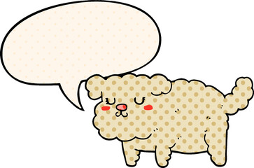 cartoon dog and speech bubble in comic book style