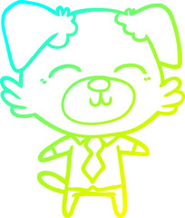 cold gradient line drawing cartoon dog manager
