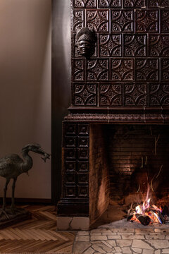 Apartment in loft style with vintage fireplace