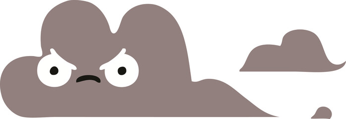 flat color retro cartoon storm cloud