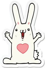 sticker of a cartoon rabbit in love