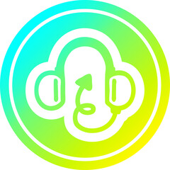 music headphones with devil tail circular in cold gradient spectrum