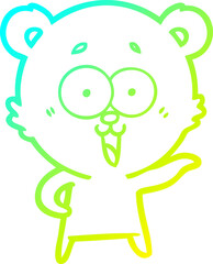 cold gradient line drawing laughing teddy  bear cartoon
