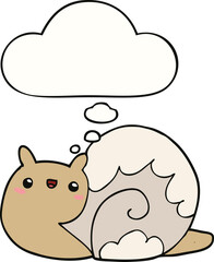 cute cartoon snail and thought bubble