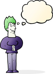 cartoon vampire with thought bubble