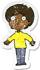 retro distressed sticker of a cartoon surprised man