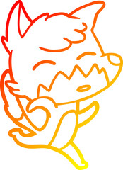 warm gradient line drawing cartoon fox