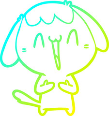 cold gradient line drawing cute cartoon dog
